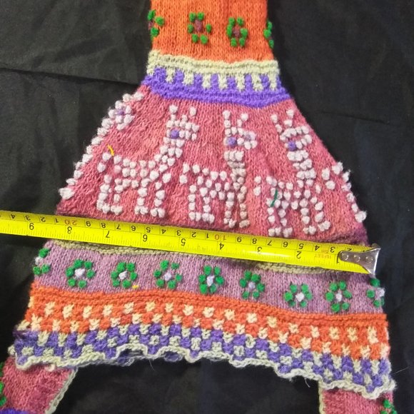Peruvian chullo  hat warm winter woven in Andean culture wool for women